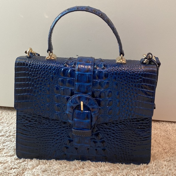 💙HEAD TURNER💙‼️‼️‼️price is firm‼️‼️‼️Brahmin Gabriella blue satchel - Picture 4 of 11
